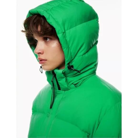 Aritzia Super Puff Jacket Womens XS Shorty Liquid Shine Hooded Puffer Goose Down - Picture 3 of 16